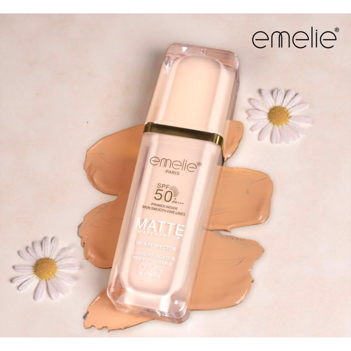 Emelie SPF 50+ Primer Inside Skin Smooth Fine Matte Waterproof Foundation