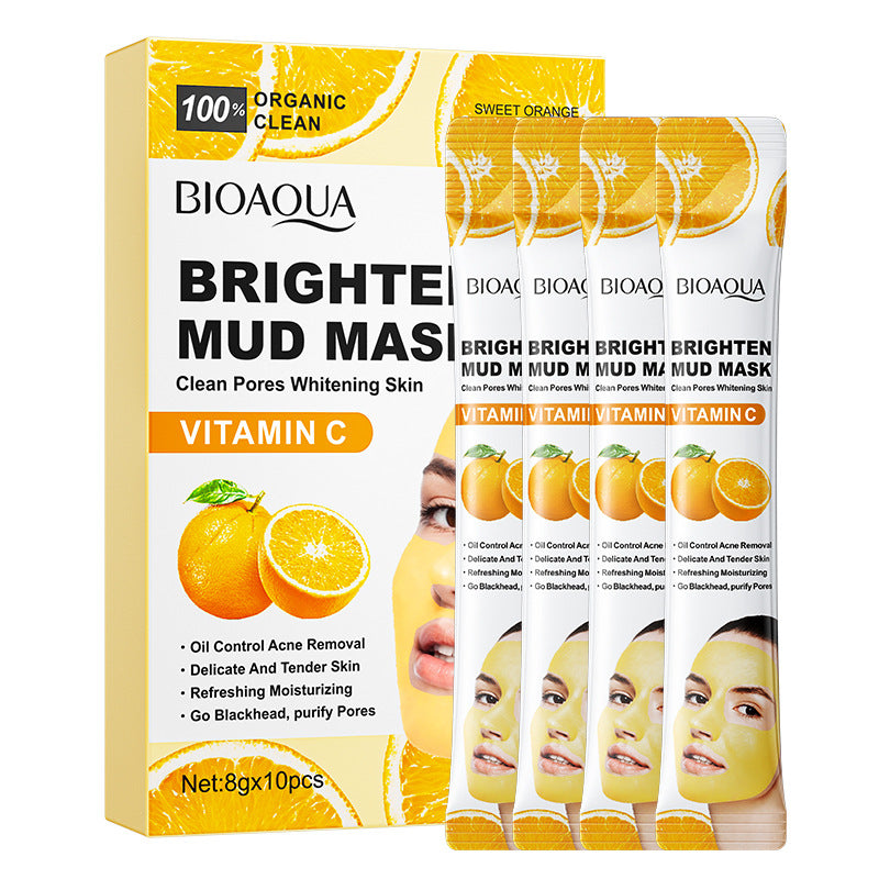 Bioaqua Vitamin C Brighten Cleansing Shrinking Pores Mud Mask 8g Pack Of 10 Pcs