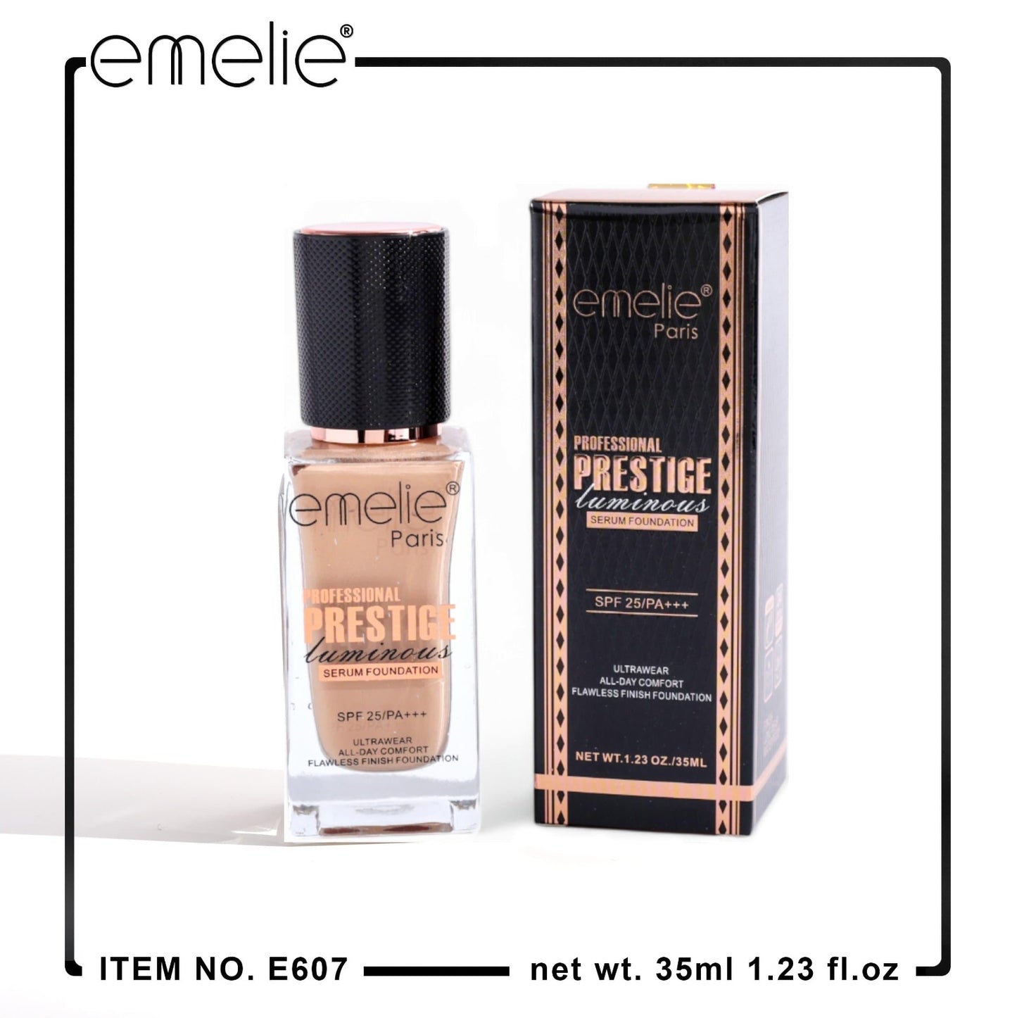 Emelie Professional Prestige Luminous Serum Foundation SPF 25/PA+++ Ultrawear All-Day Comfort Flameless Finish Foundation