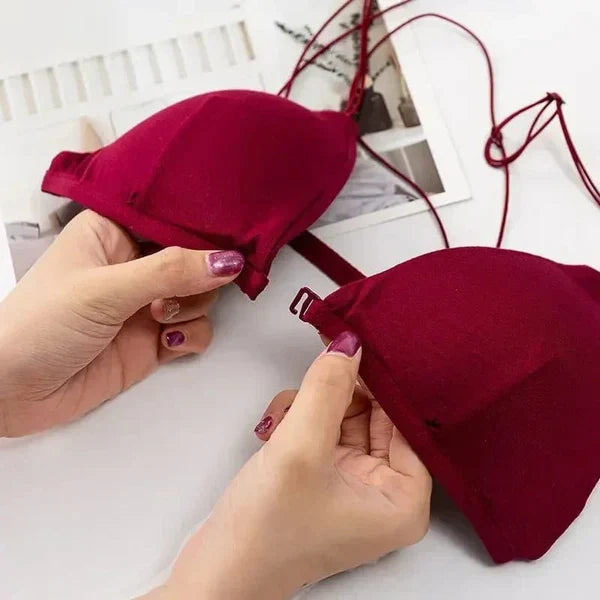 Beautygirl Women's deep V triangle with front buckle, sexy wireless push up bra set 3301 (free size)