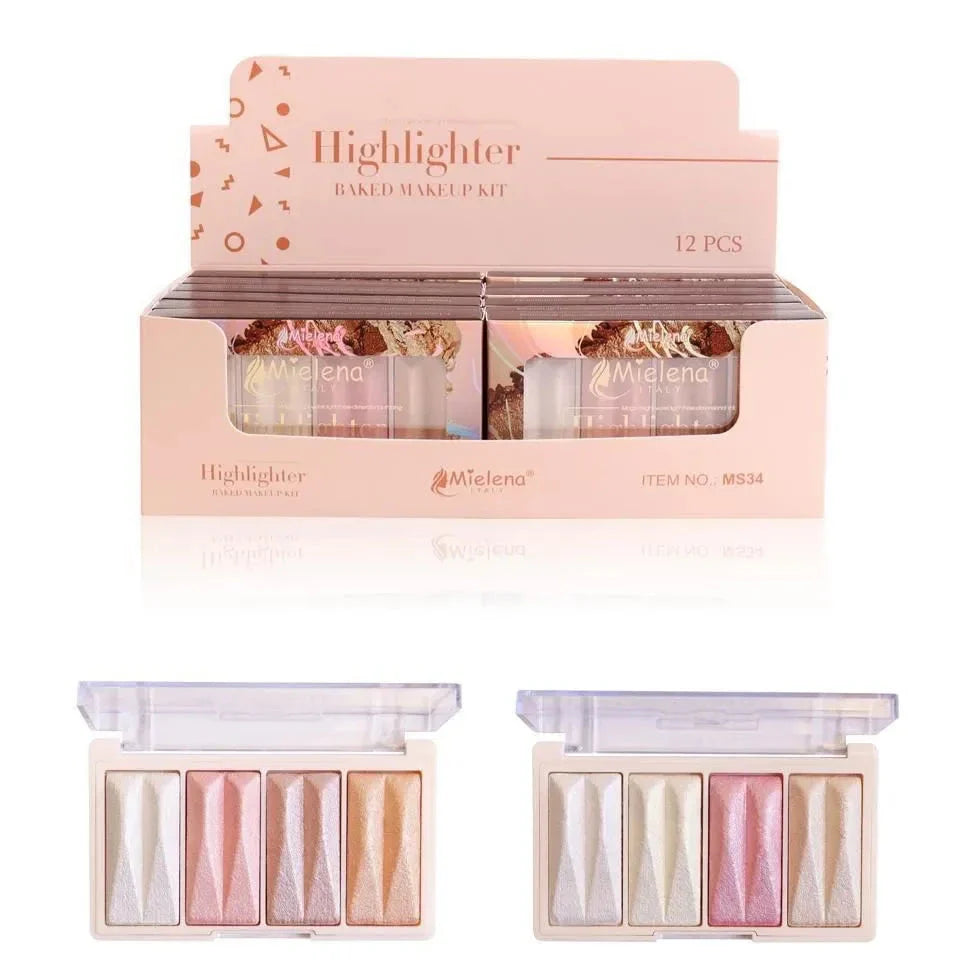 Mielena 4in1 Highlighter Palette Baked Makeup Kit