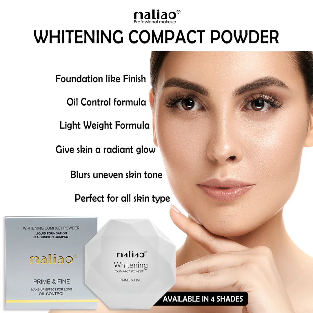 Maliao Prime & Fine Whitening Compact Powder Liquid Foundation - Radiant Perfection in a Cushion Compact