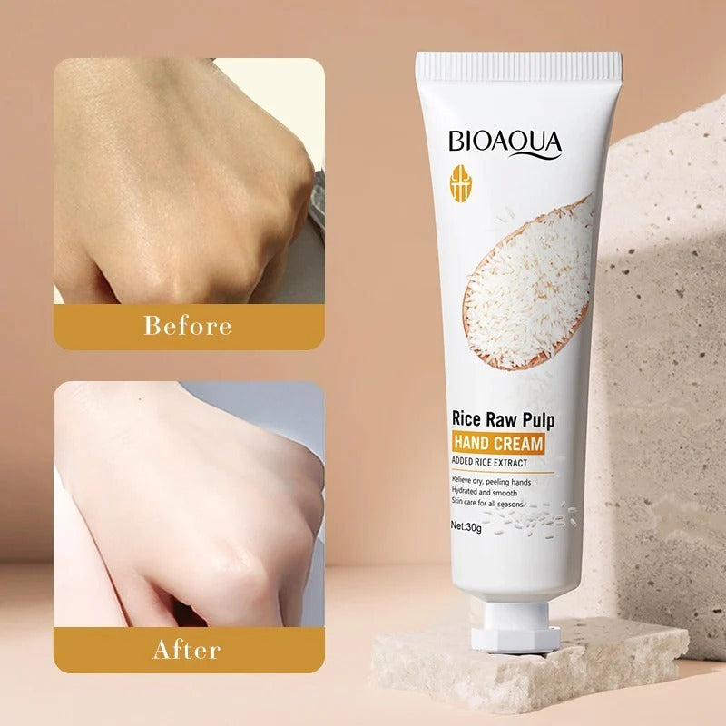 Bioaqua Rice Raw Pulp Moisturizing Hand Cream 30g