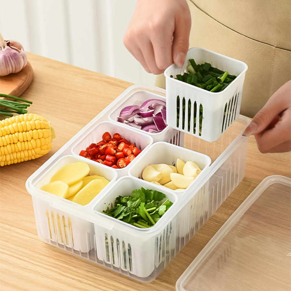 Vegetable Fruit Basket 6 Grid Storage Box With Lid – beautygirl-pk