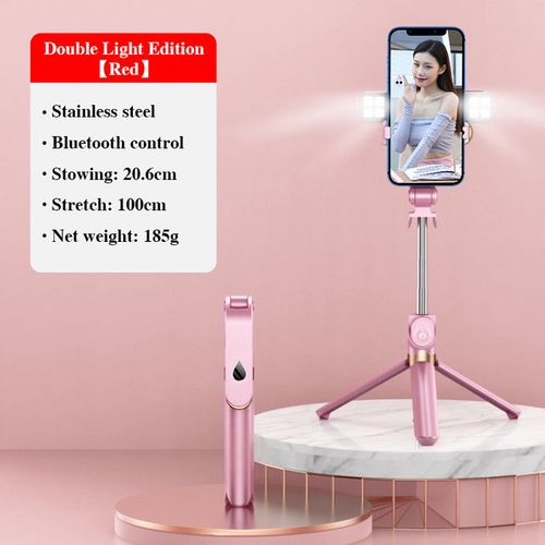 3in1 Selfie Stick Tripod With Wireless Remote And LED Fill Light (Color Black)