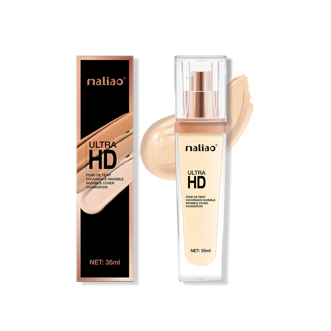 Maliao Ultra HD Fond De Teint Invisible Cover Foundation Full Coverage Flawless Finish