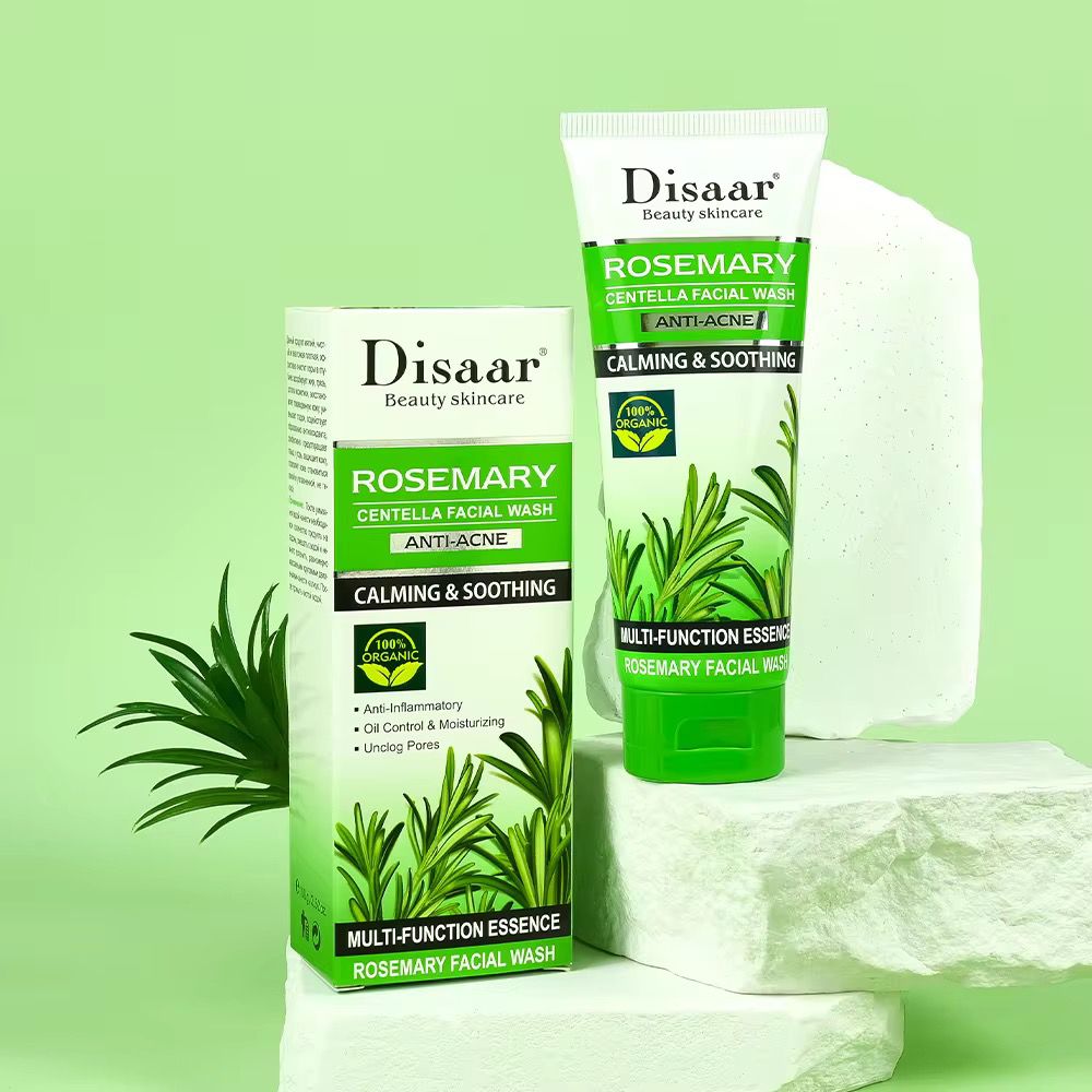 DISAAR Rosemary Centella Vegan Cream Facial Wash Anti-Wrinkle Oil Control Deep Cleansing Pore Acne Clear Smoothing Face Cleanser