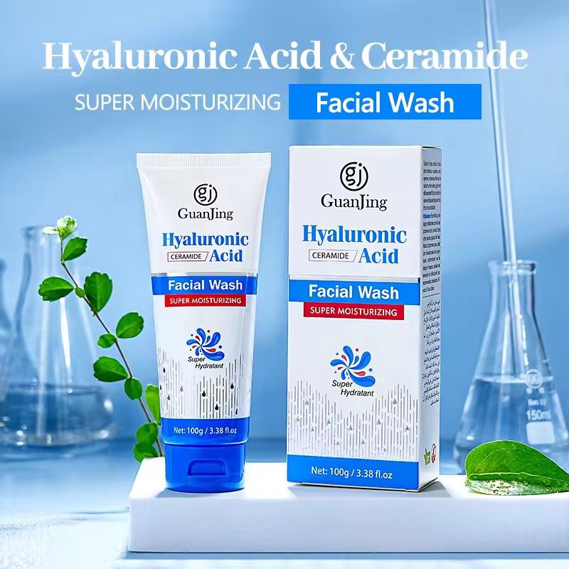 GUANJING Deep Cleansing Hyaluronic Acid Face Cleanser Natural Hydrating Moisturizing Face Wash For Dry Skin