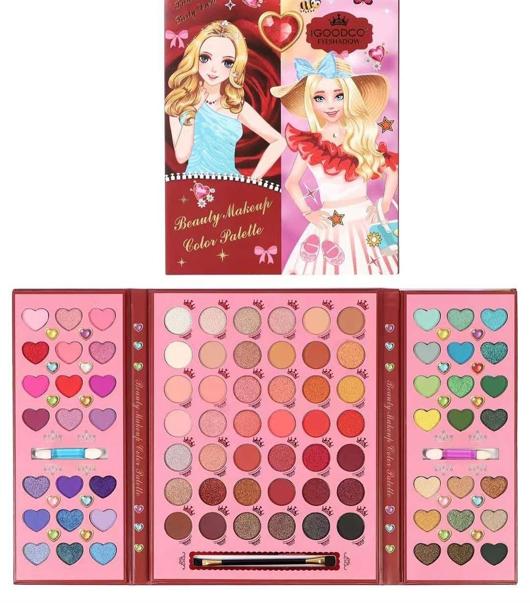 Igoodco 84 Colors Eyeshadow Palette & Zoeva Rose Golden Complete Brushes Set - 15 pcs