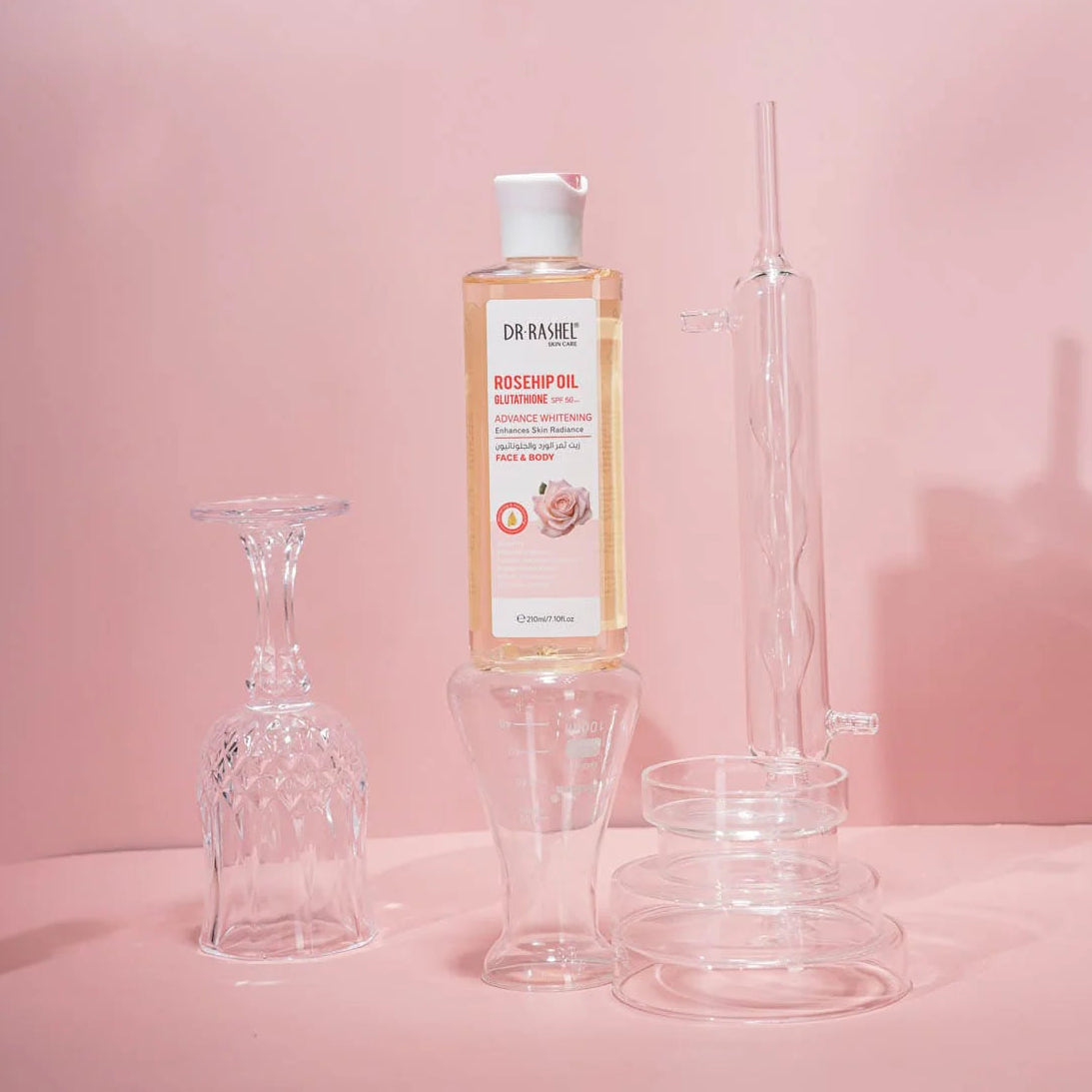 Dr Rashel Face & Body Rosehip Oil Glutathione SPF50+ Advance Whitening Enhances Skin Radiance