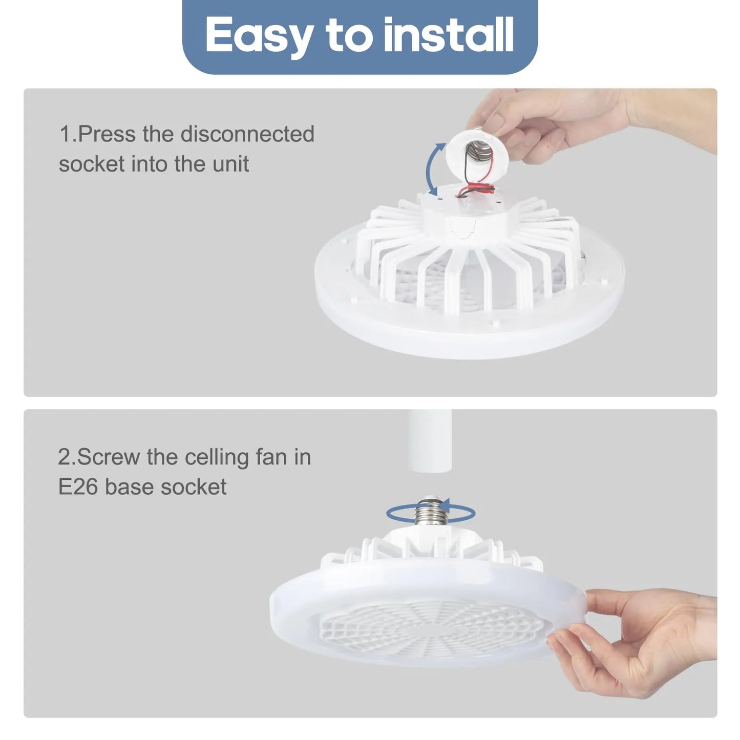 LED Ceiling Fan Light Remote Control Dimmable 3 Speed Wind Speed