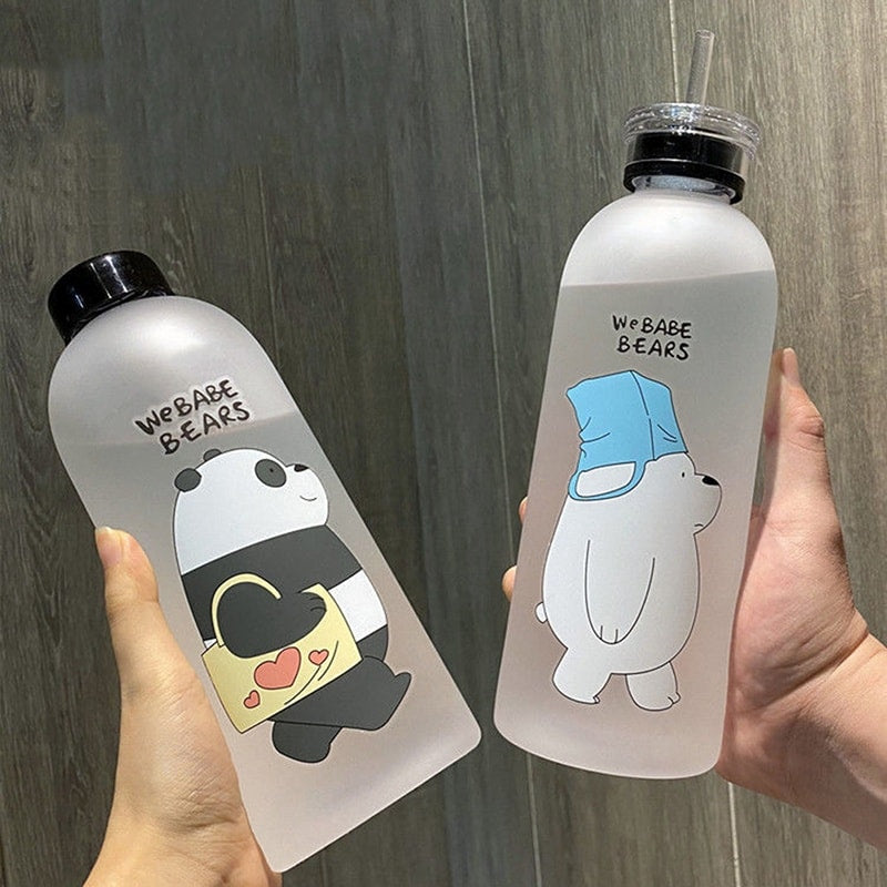 We Babe Bears Character Water Bottle With Double Cap Straw