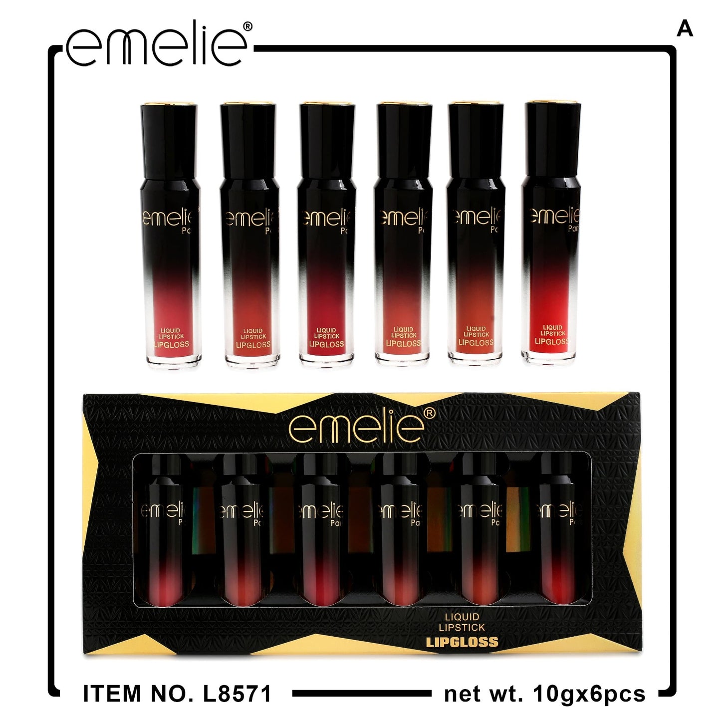 Emelie Liquid Lip Gloss Pack 6pcs Set