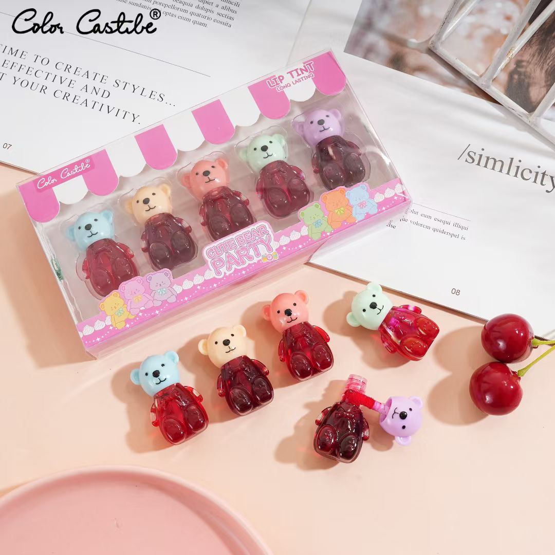Color Castle Cute Bear Waterproof Lip Tint + Lip Gloss Set