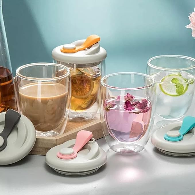 Double Wall Glass Mug With Lid 99990