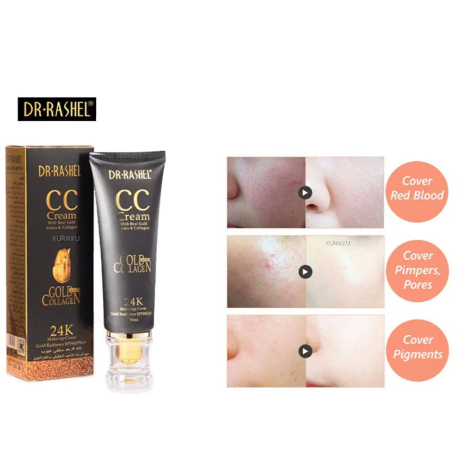 Dr Rashel 24K CC Cream Gold & Collagen Make Up Cover Gold Radiance Sun Protection SPF60/PA++