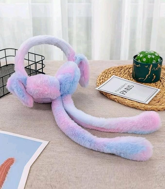 Kids Winter Plush Bunny Ear Earmuffs with Long Paws Soft Warm Noise-Reducing Ear Warmer