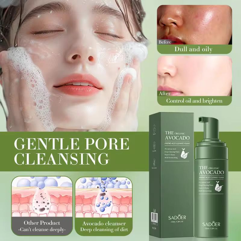 Sadoer Avocado Facial Cleanser Amino Acid Foam Facial Cleansing Productfacial Cleanserfacial Wash Cleanser