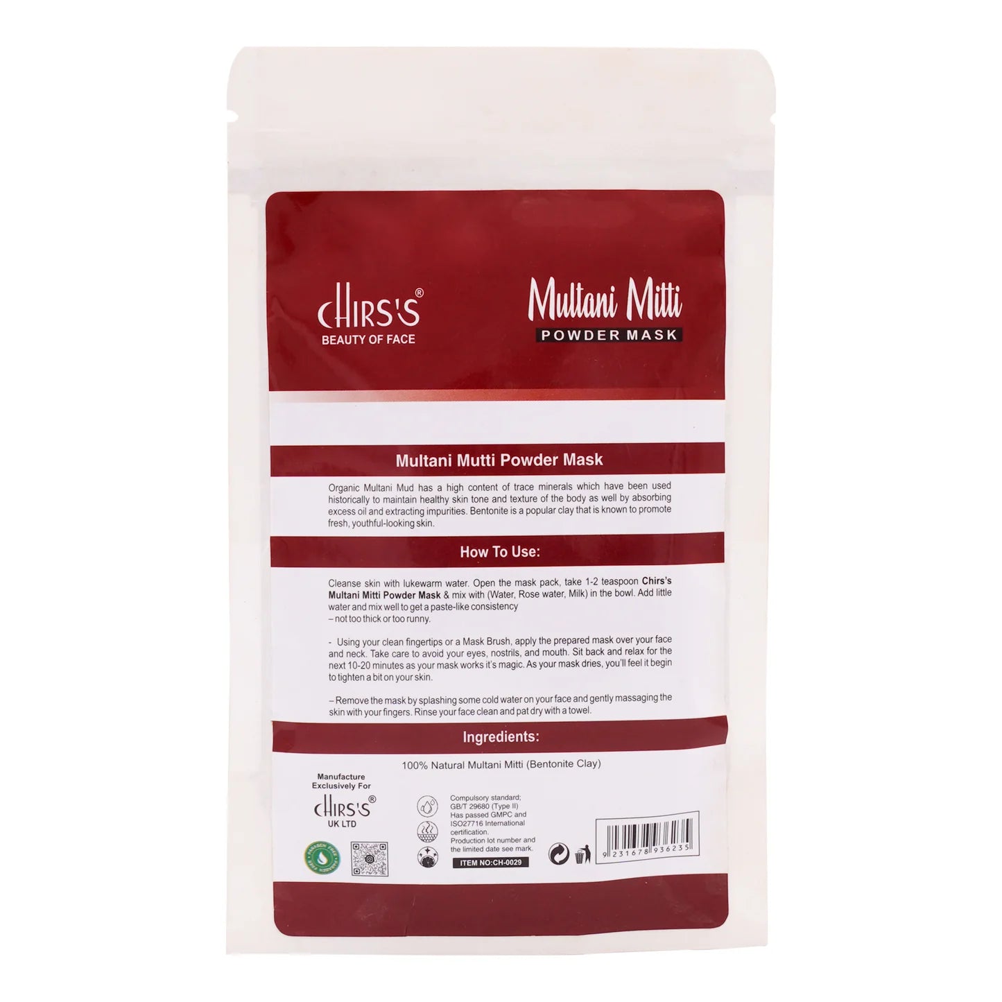 CHIRS'S Powder Mask Multani Mitti 100g