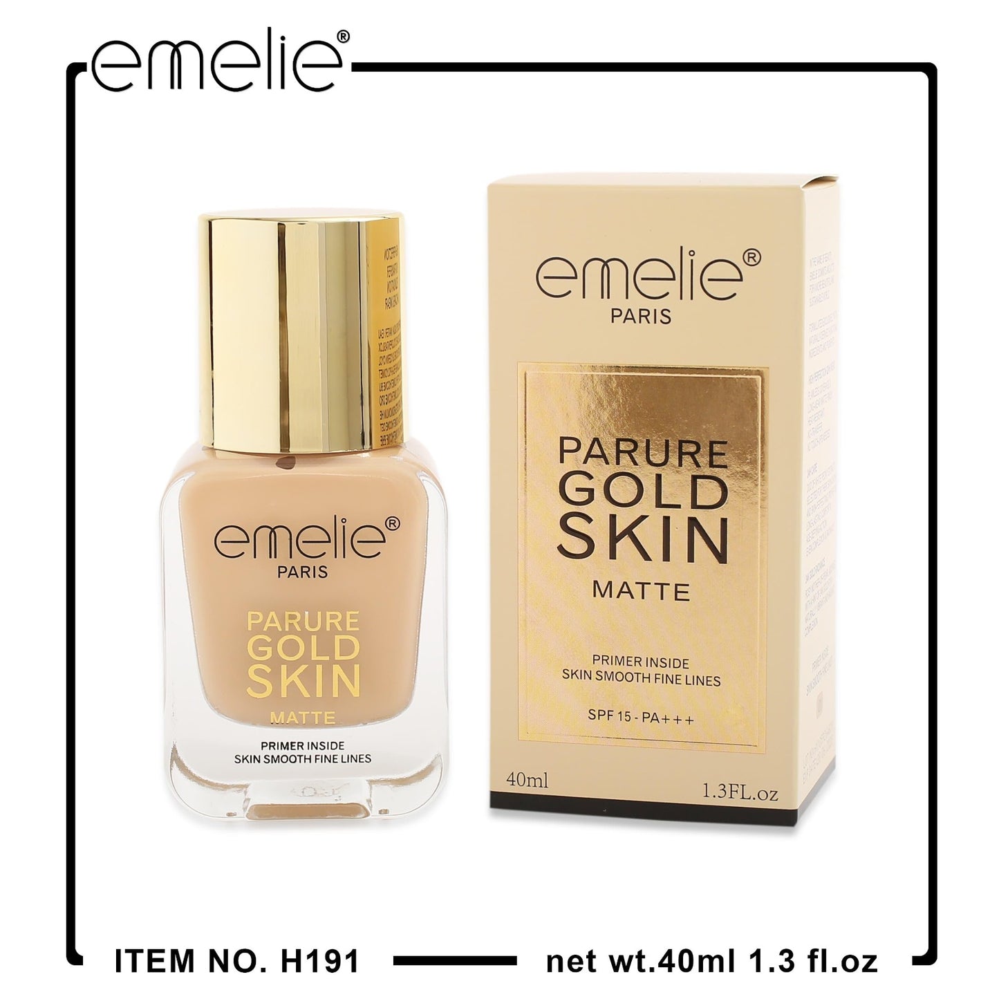 Emelie Parure Gold Skin Matte Foundation – 40ml