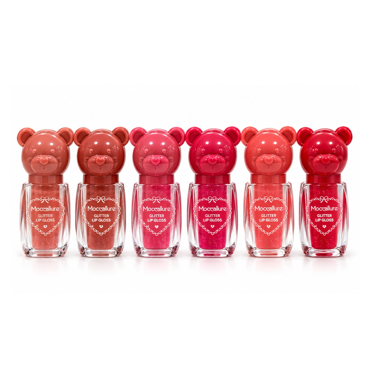 Mocallure Bear Head Glitter Lip Gloss – Pack of 6