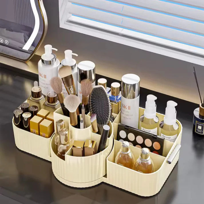 Luxury 360° Rotating Makeup Brush Holder Cosmetic Storage Box Vanity Makeup Organizer