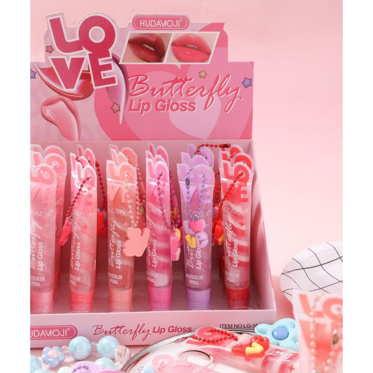 Hudamoji Butterfly Multicolor Spiral Shimmer Lip Gloss