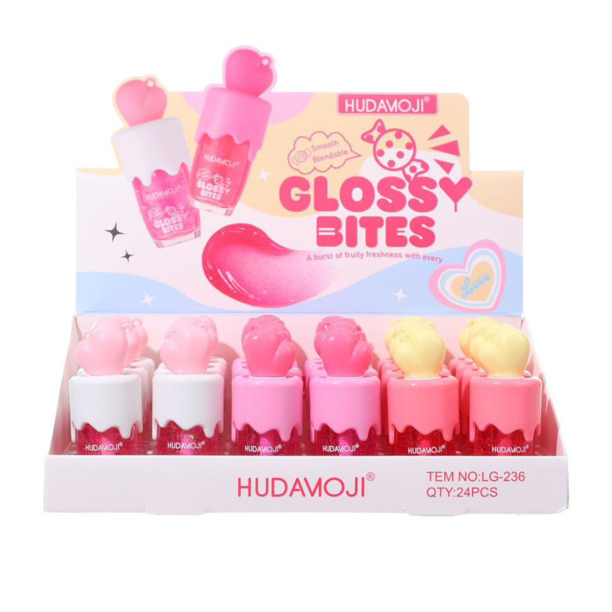 Hudamoji Glossy Bites Fruity Lip Gloss Pack of 3
