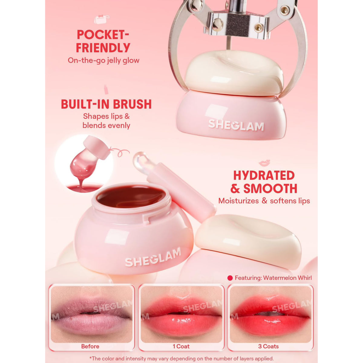 SHEGLAM Hydra Jelly Pocket Lip Jam – Hydrating Jelly Lip Tint Pack of 4