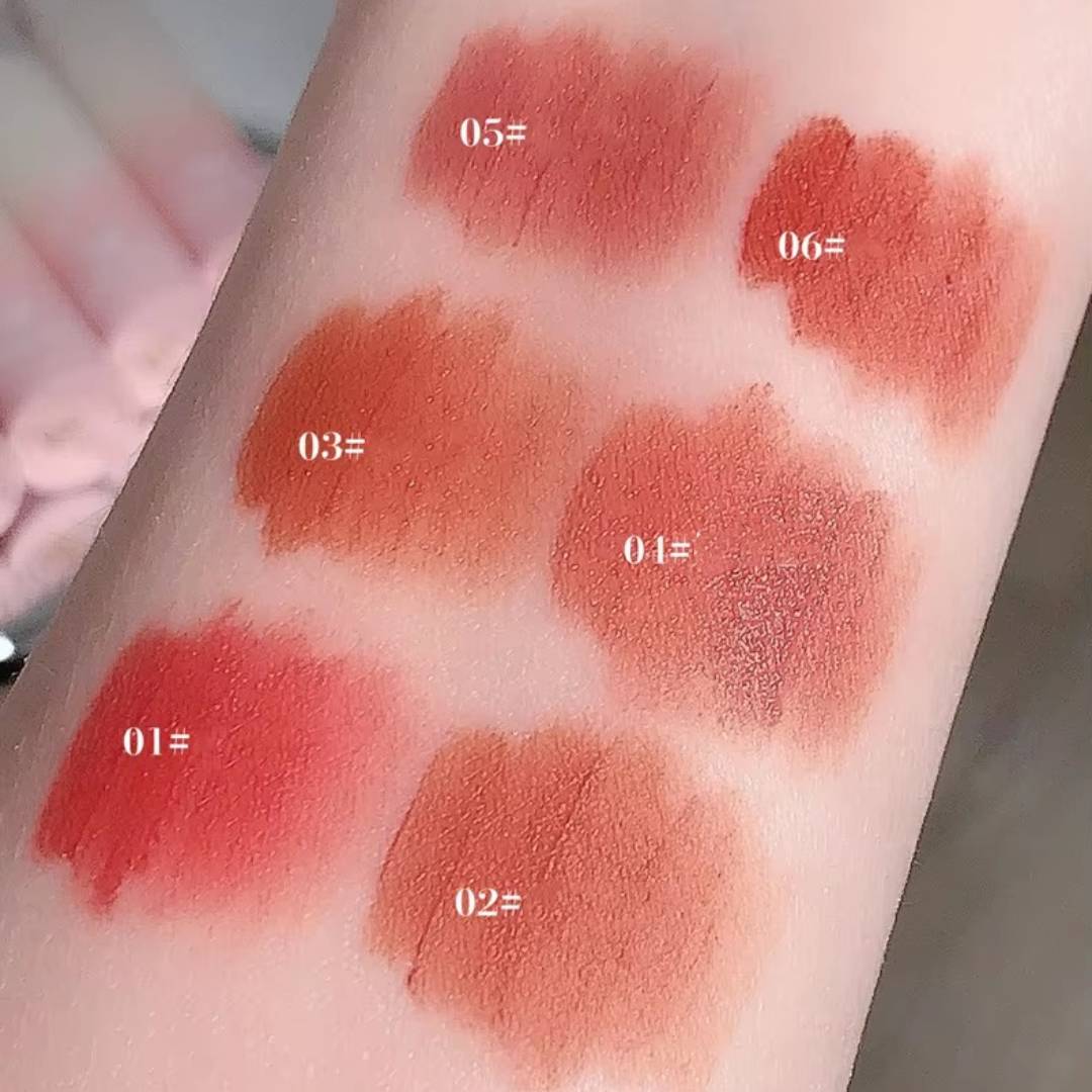 Gege Bear Pink Bear Lip Glaze Matte Lipgloss 6Pcs Set