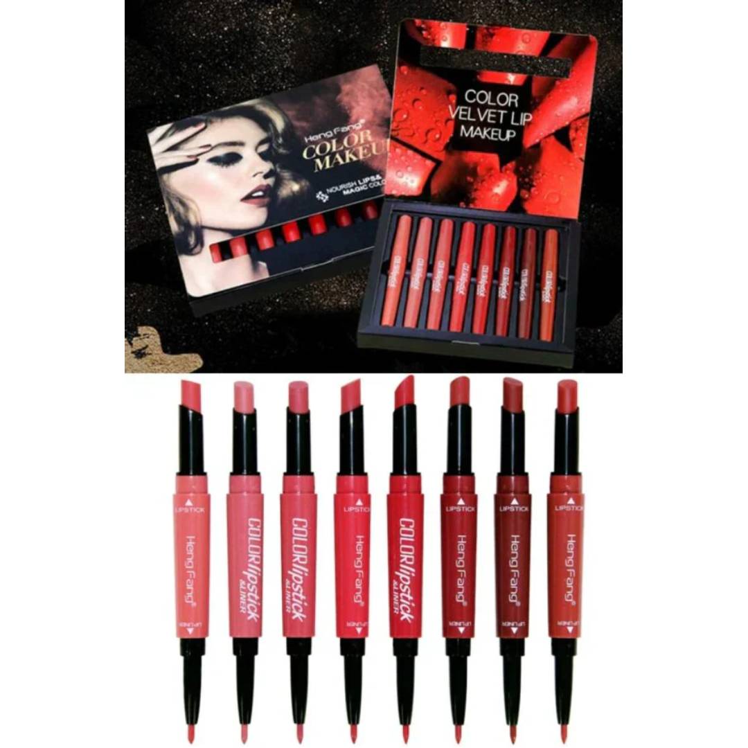 HengFang 2in1 Matte Lipstick Plus Lip Liner Pack Of 8