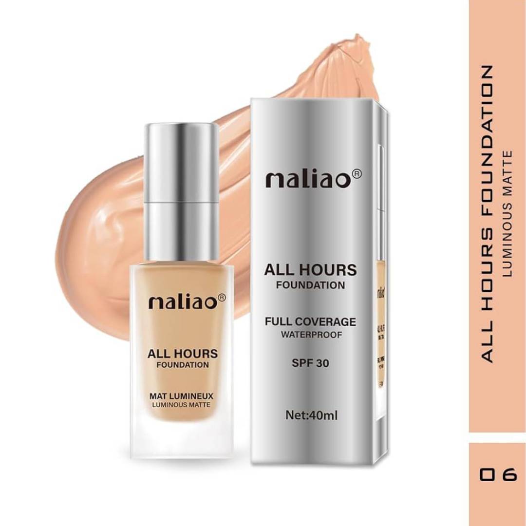 Maliao All Hours Foundation Mat Lumineux Full Coverage Waterproof SPF30