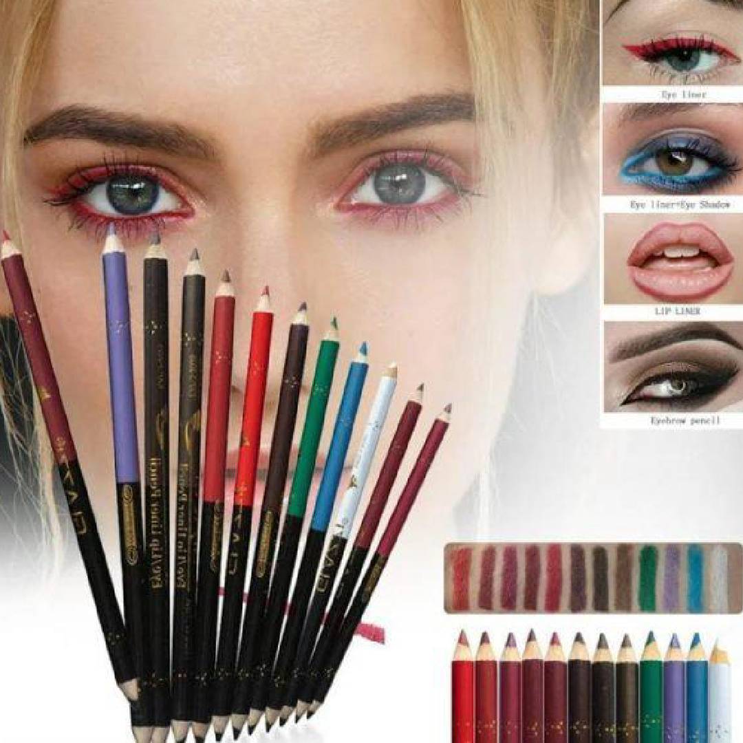Miss Demi 2in1 Makeup Eye Liner Eye Pencil Extra Waterproof Protection Pencils Set
