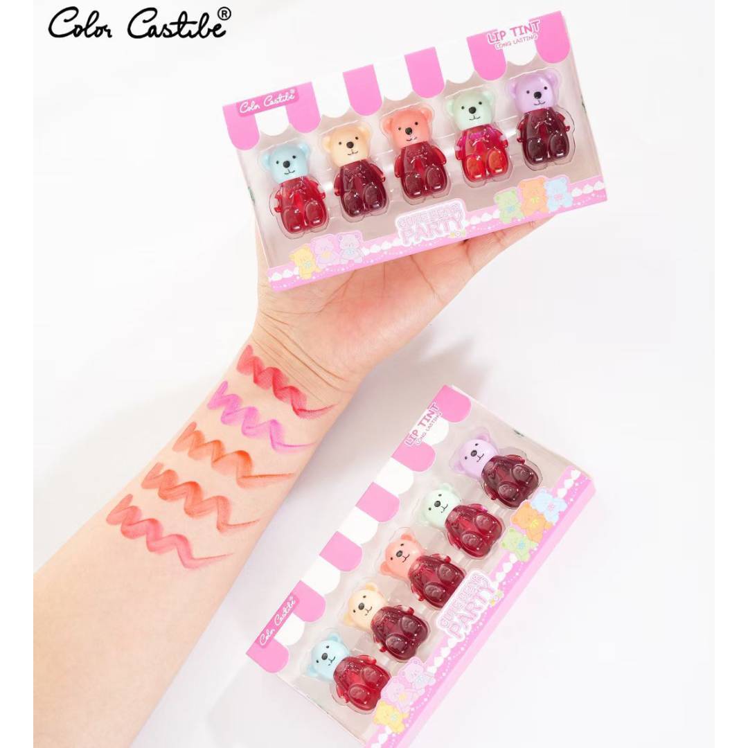 Color Castle Cute Bear Waterproof Lip Tint + Lip Gloss Set