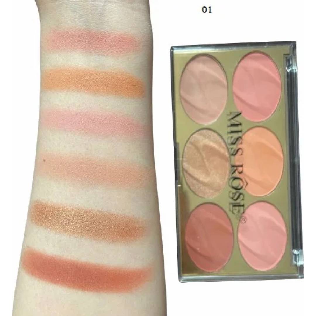 Miss Rose 6 Colors Pure Matte Blush Palette