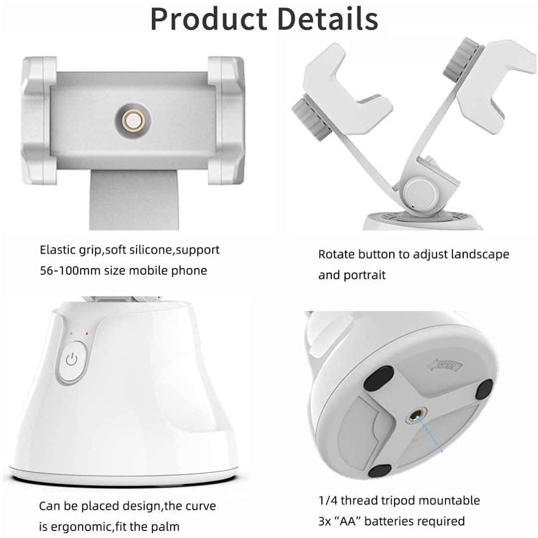 360° Rotation Selfie Stick Tripod Auto Smart Face & Object Tracking Mobile Tripod Holder