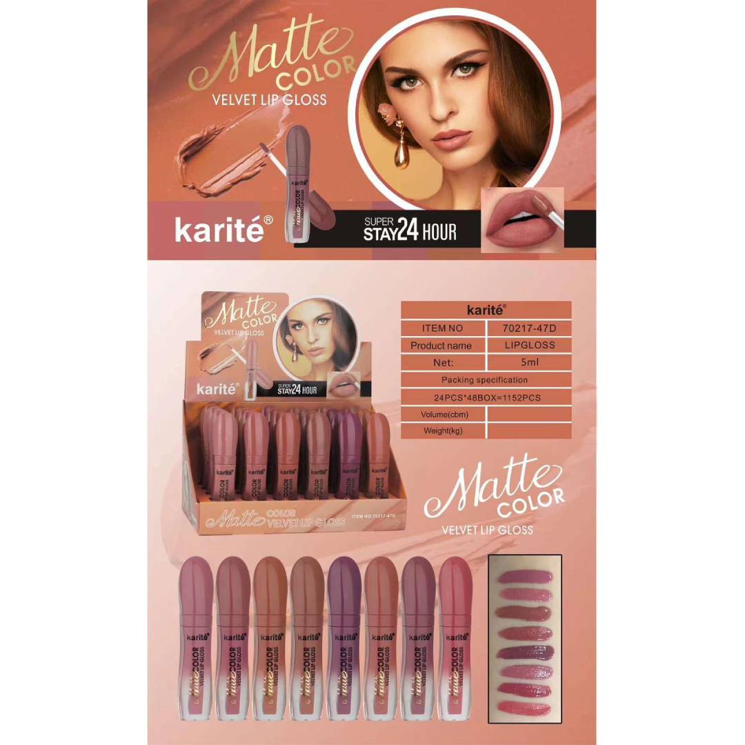 Karite Matte Color Velvet Lipgloss 8Pcs Set
