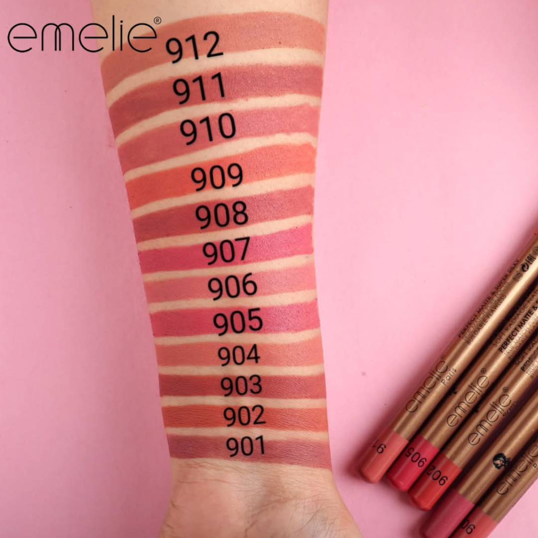 Emelie HD Perfect Matte And Super Silky Lipstick Pencil 12Pcs Pack