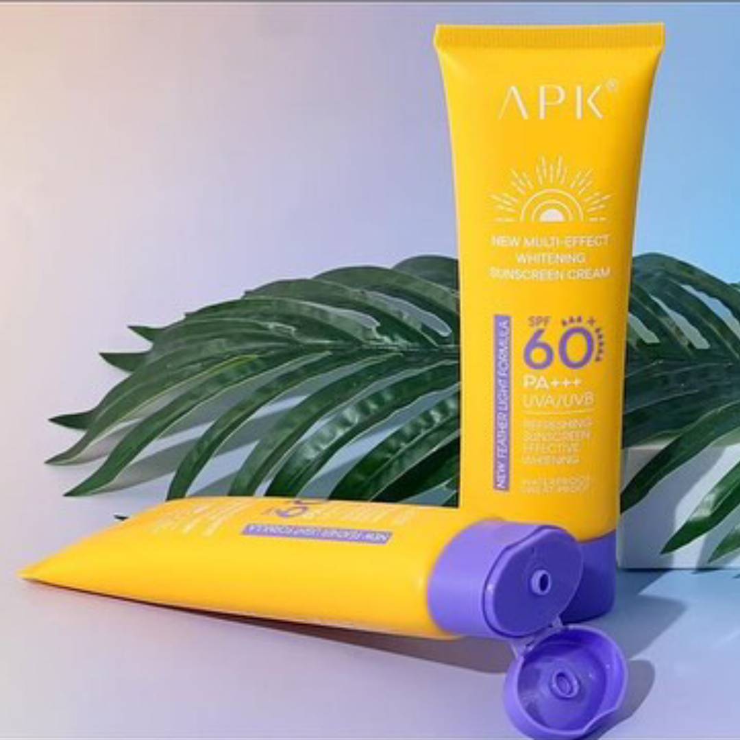 APK SPF 60 New Feather Light Formula PA+++ Whitening Sunscreen Cream Waterproof & Sweatproof UVA/UVB Protection 100g