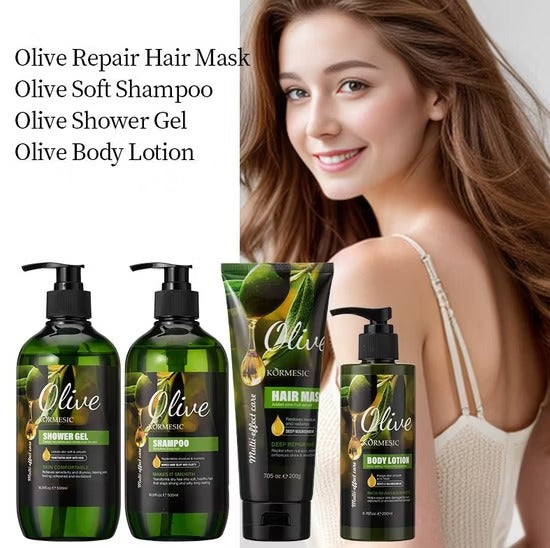 KORMESIC 4in1 Deal Olive Repair Hair Mask Shampoo Shower Gel Body Lotion