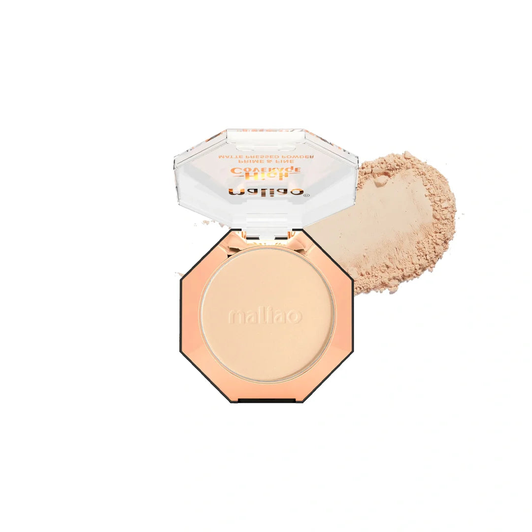 Maliao High Coverage Prime Fine Matte Pressed Powder Long Lasting Compact Powder for Flawless Skin