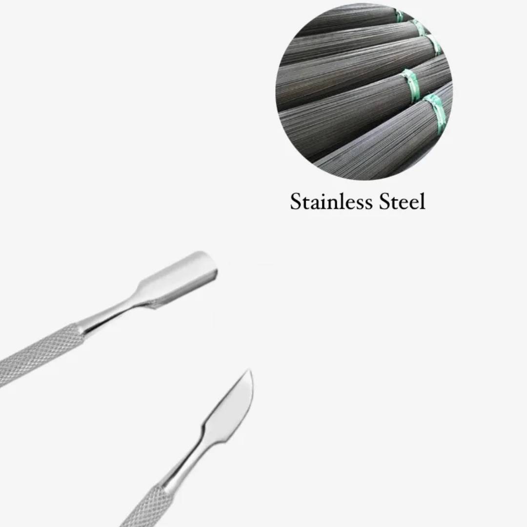 Stainless Steel 2Pcs Pusher Cuticle Care Sharp Cuticle Pusher Premium Quality
