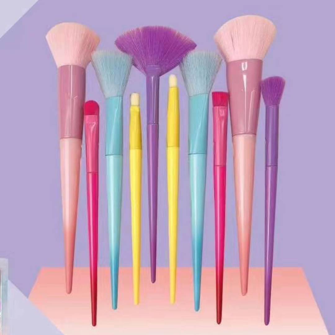 Sweet Beauty Multi Color Makeup Brush 10Pcs Set