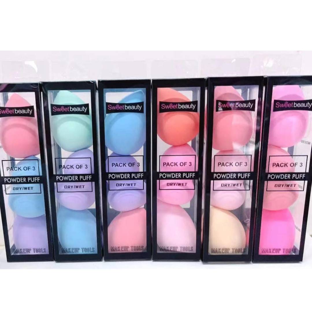 Sweet Beauty Pack Of 3 Powder Puff Dry Wet Sponge Blender