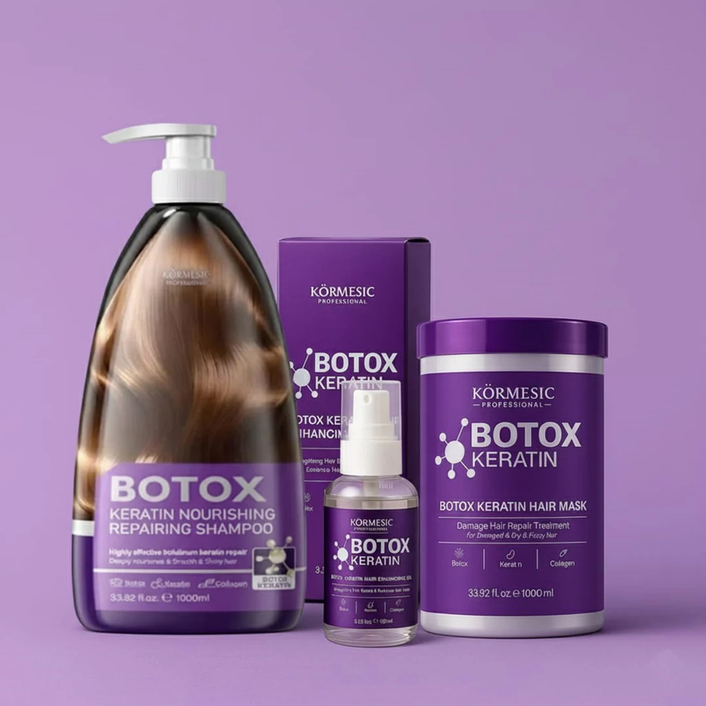 KORMESIC Professional Botox Keratin 3Step Hair Repair Bundle