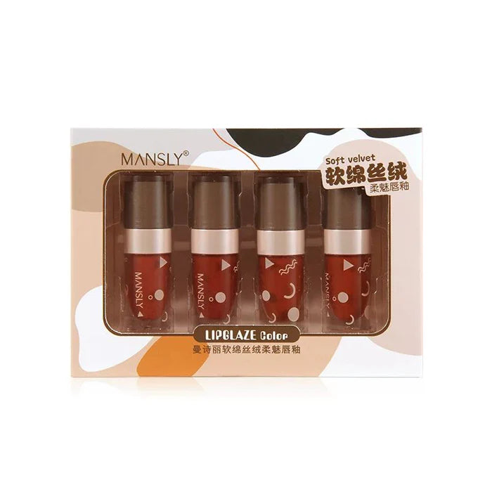 Mansly Velvet Air Lip Gloss Lip Mud Lip Glaze 4 Color Set