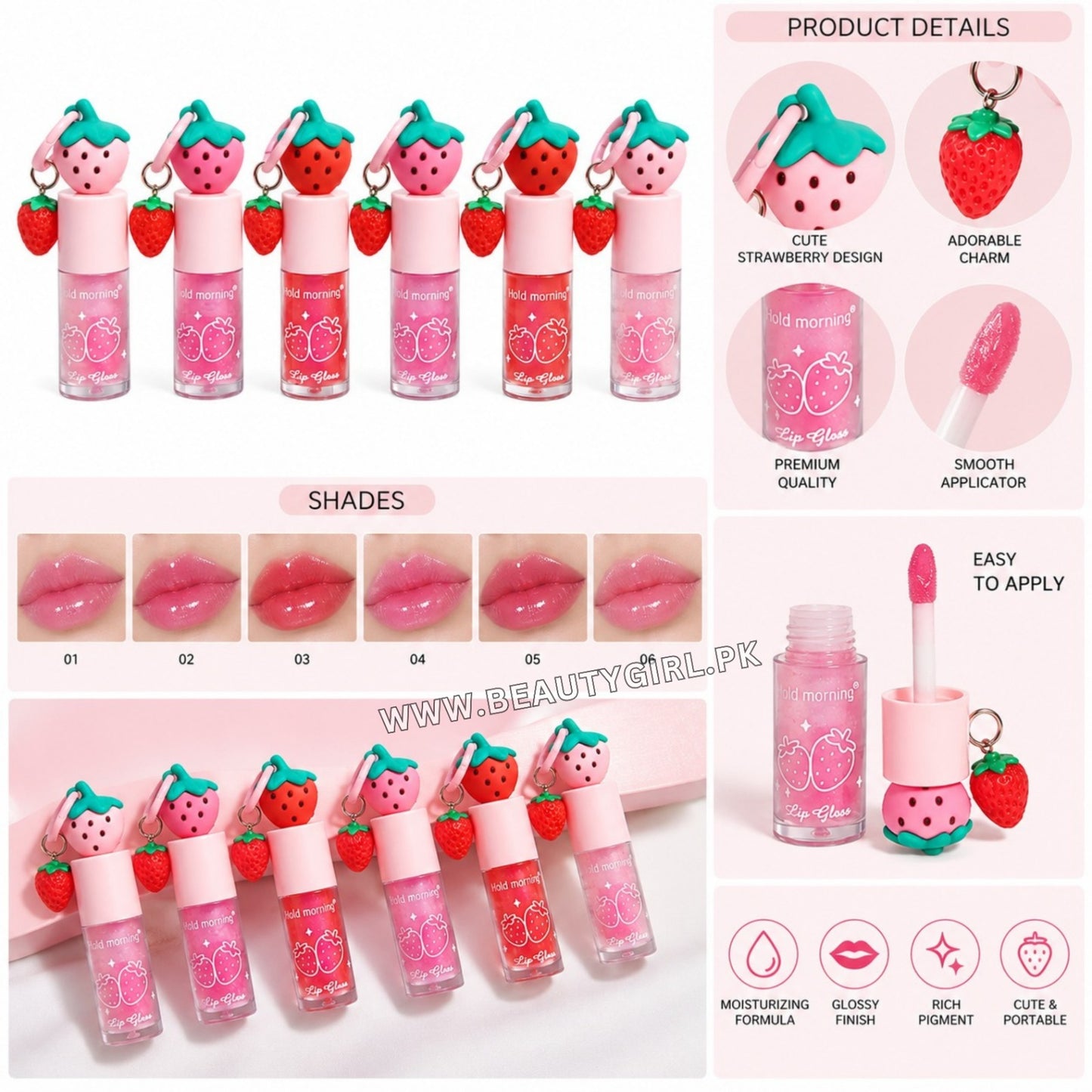 Hold Morning Strawberry Lip Gloss Keychain