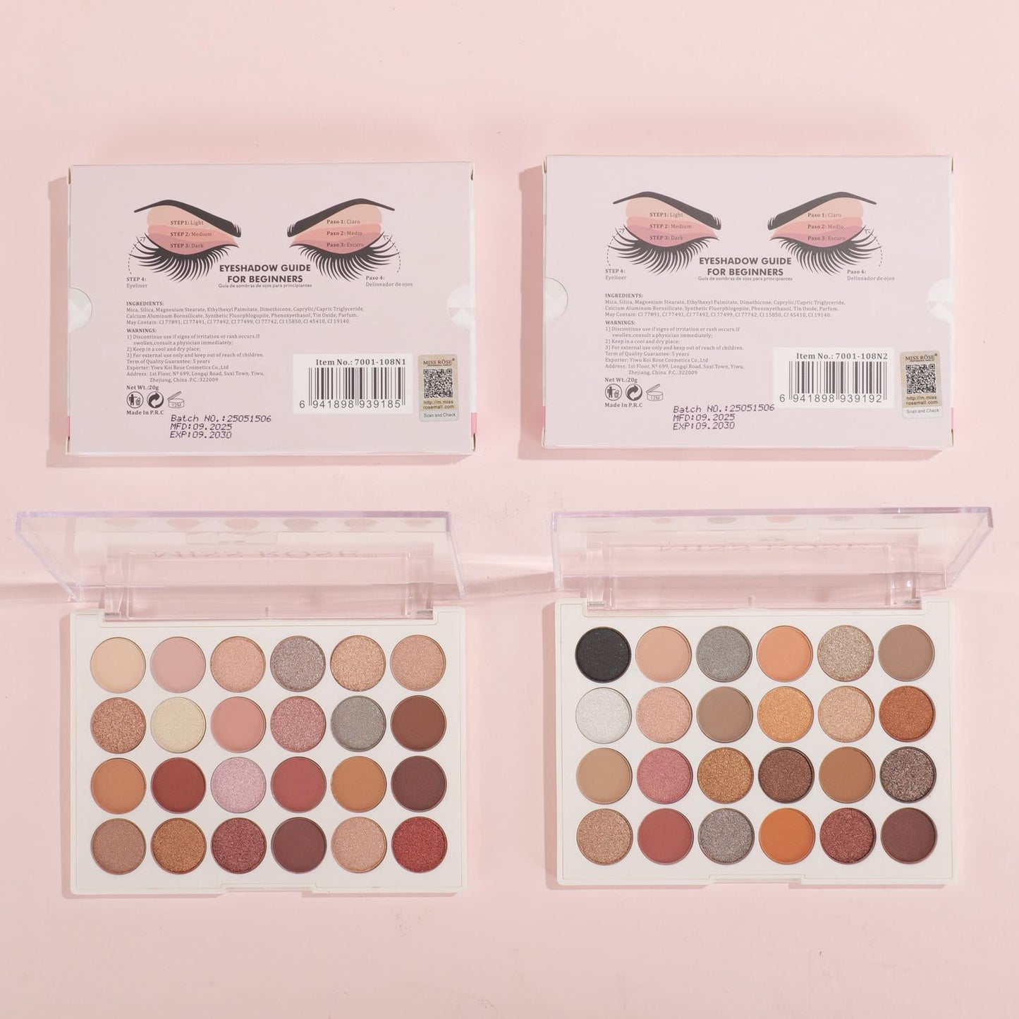 Miss Rose 24 Color Small Round Pearl Eyeshadow Palette