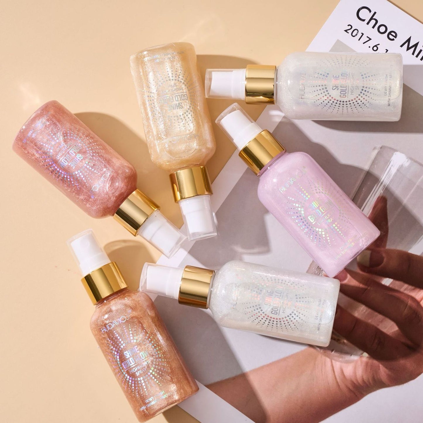 Hudamoji Shine Gold Glow Highlight Spray 6Pcs Set