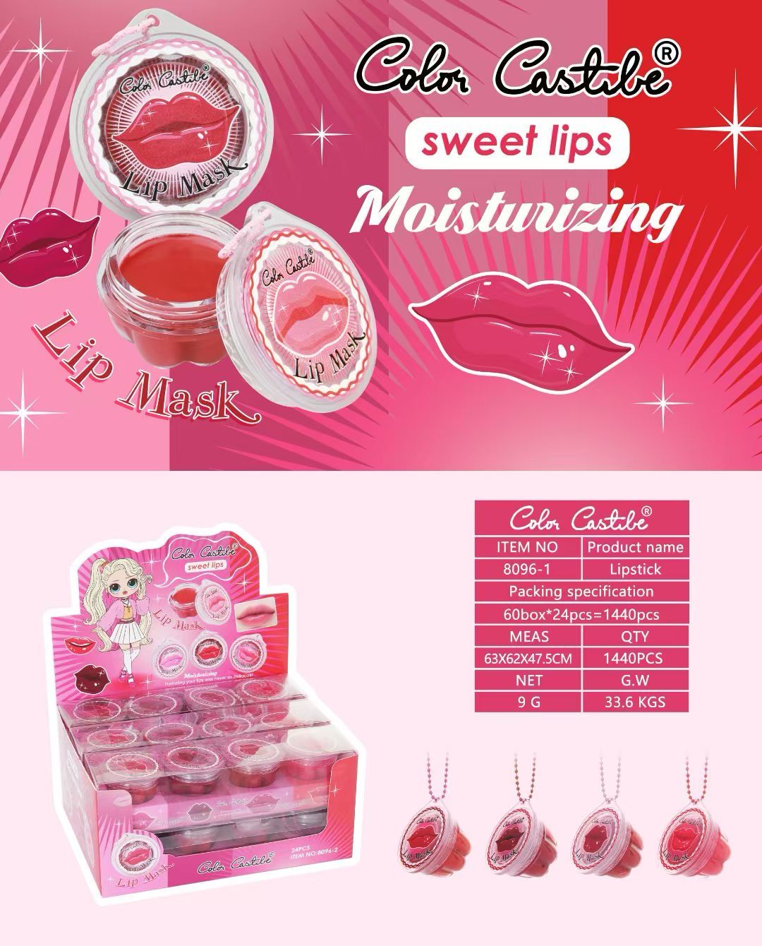 Color Castle Sweet Lips Moisturizing Lip Mask Pack of 4